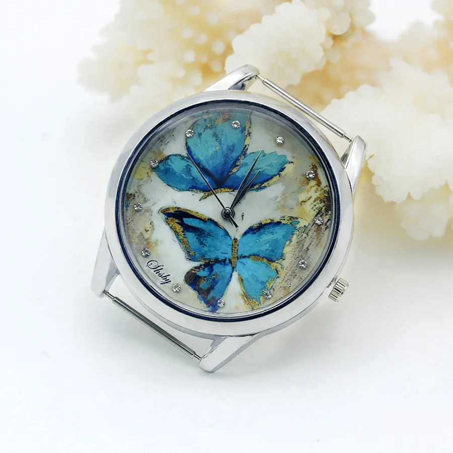 Watch Face Accessories Shsby Diy Personality Watch Header Silver Flower Head With Cloth Strap Watch Accessories 51~60