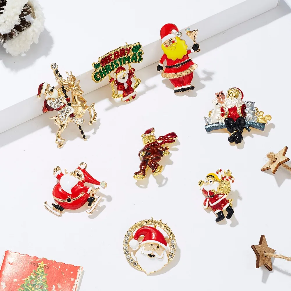 Merry Christmas броши на булавке милый Санта Клаус шляпа прекрасный Лось подарок эмаль значок брошь год Рождество Санта Клаус брошь с животными