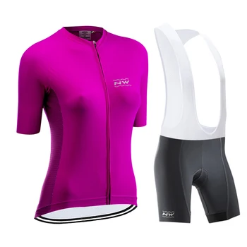 

2020 nw new women cycling set mtb bicycle road jersey kit summer short sleeve team clothing ciclismo feminino bib gel ropa cicli