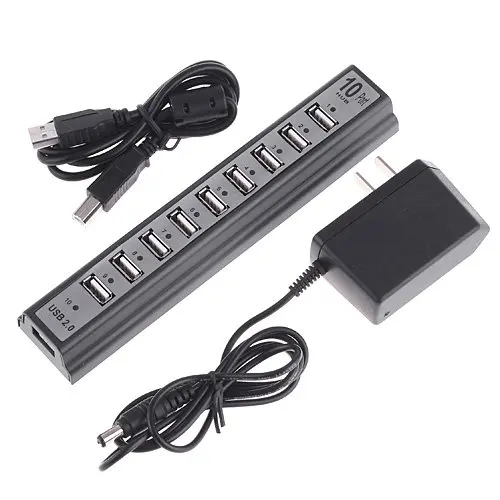 Высокоскоростной концентратор USB 2,0 10 портов(черный