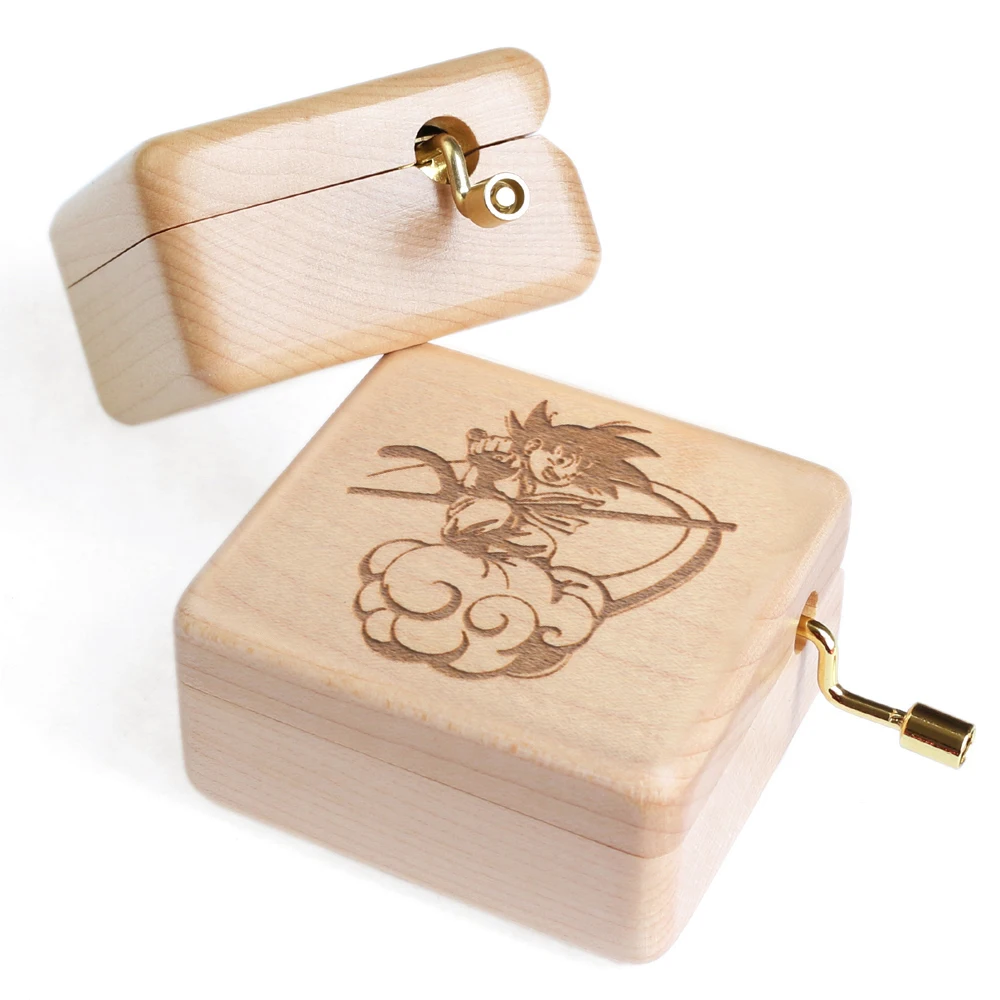 Sinzyo Carved wooden hand crank DragonBallZ Music Box Carved Mechanism Gift for Christmas/Birthday/Valentine's day gift
