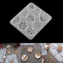 

Christmas Epoxy Resin Pendants Silicone Snowflake Elk Keychain Pendant Casting Mould for DIY Epoxy Resin Crafts Jewelry Making