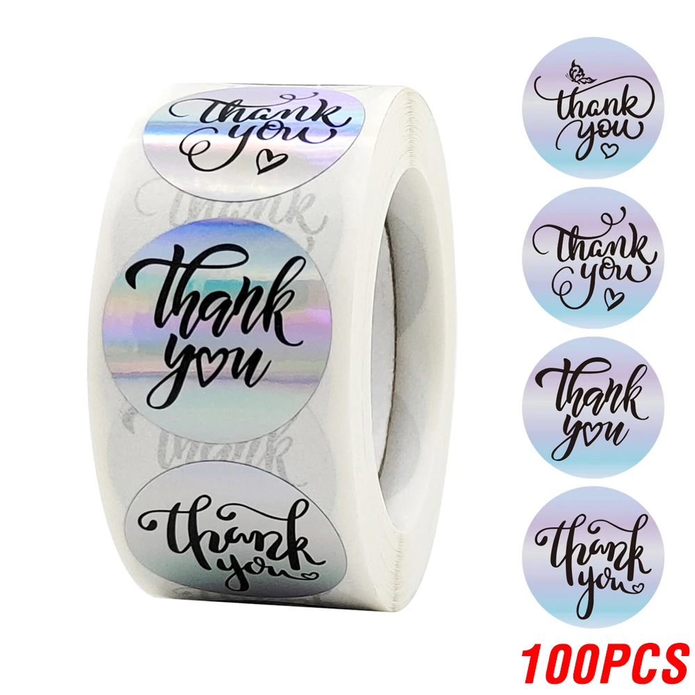 best stamps for card making 100-500pcs Rainbow Laser Thank You Stickers 1inch Small Business Stickers Adhesive Labels for Boutiques Wrapping Supplies ink stamps for crafting Scrapbooking & Stamps