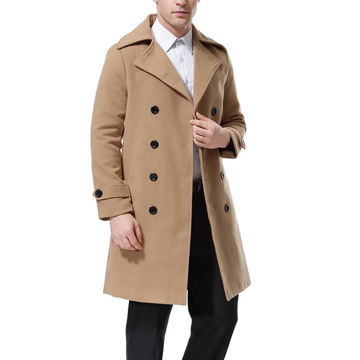 Осень, стиль, Мужское пальто, шерстяная куртка, средней длины, двубортное пальто, Yf003