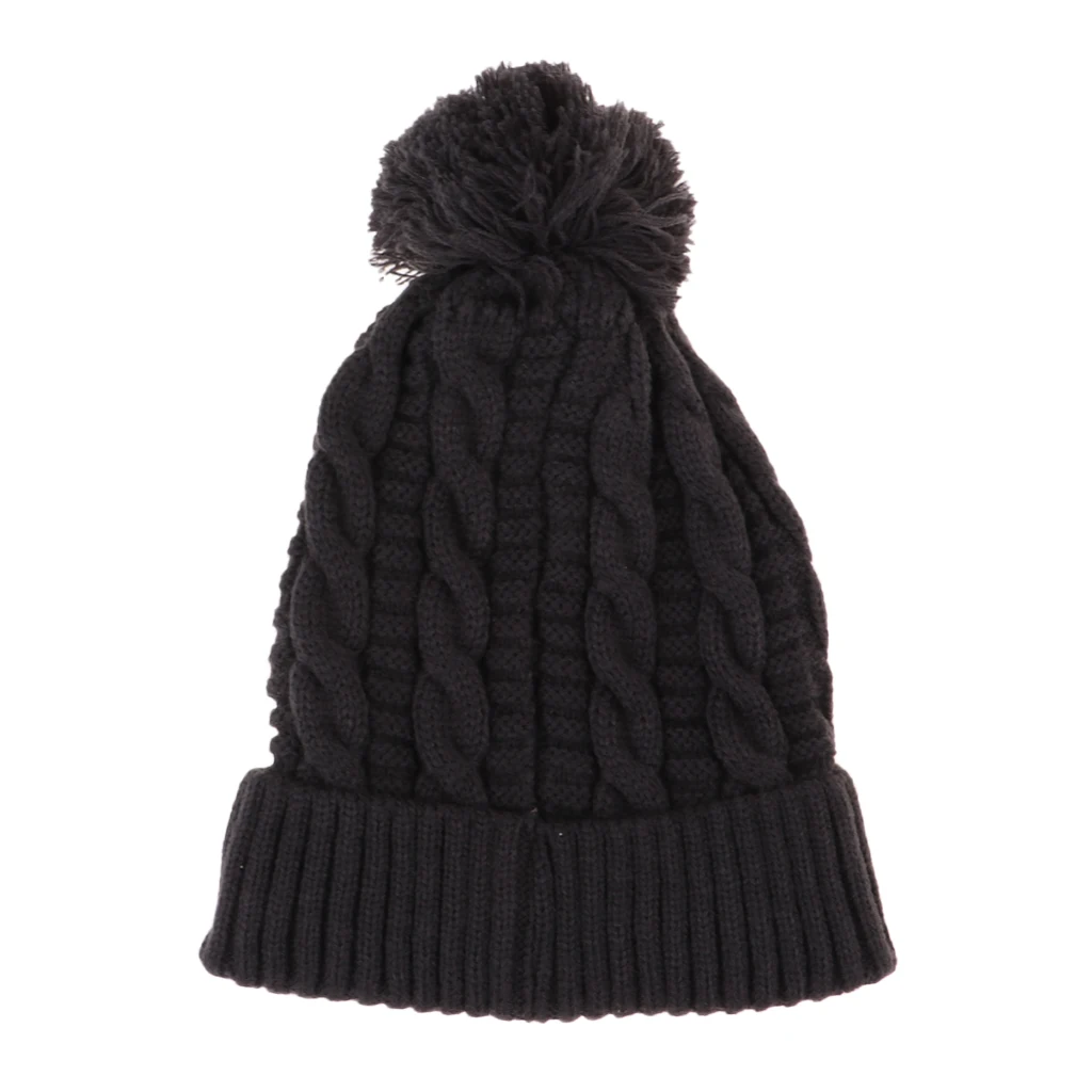 Зимняя теплая вязаная шапка, лыжная шапочка, помпон, шапка, стрейч, зимняя вязаная шапка, вязаная шапочка