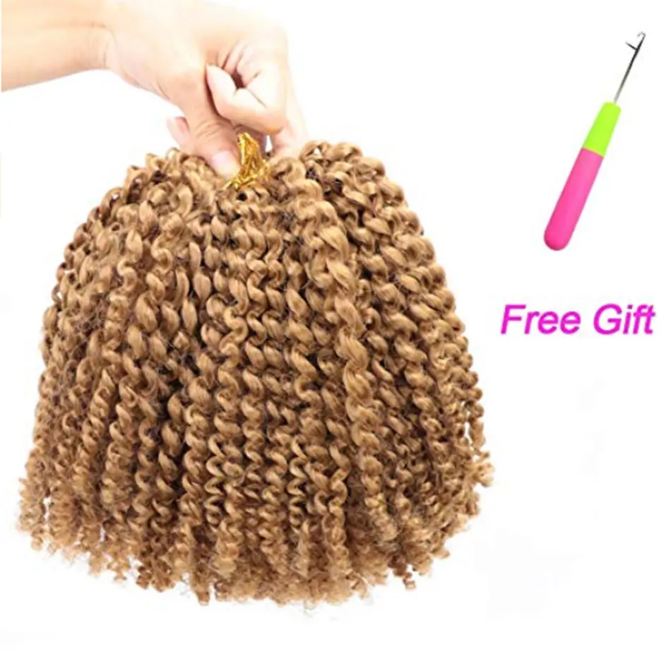Ombre волосы для наращивания, синтетические marlybob jerry curl, ямайские пряди на крючках, афро кудрявые вязанные косы, 14 20 дюймов, оптом