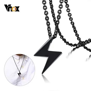 

Vnox Stylish Lightning Pendants For Men Black Antique Stainless Steel Necklace Vintage Male Collares