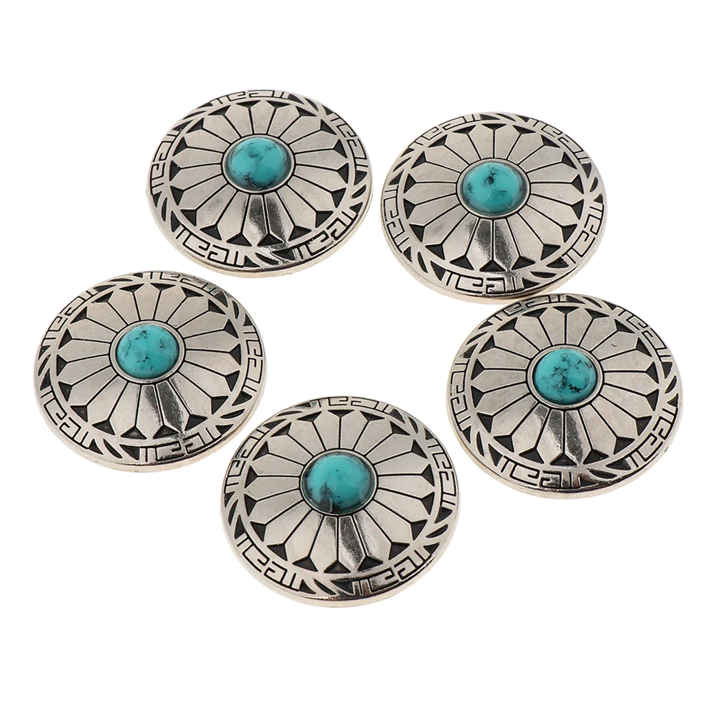5 Pieces Round Floral Rivets Buttons with Screw Back For Bags Wallets Saddles