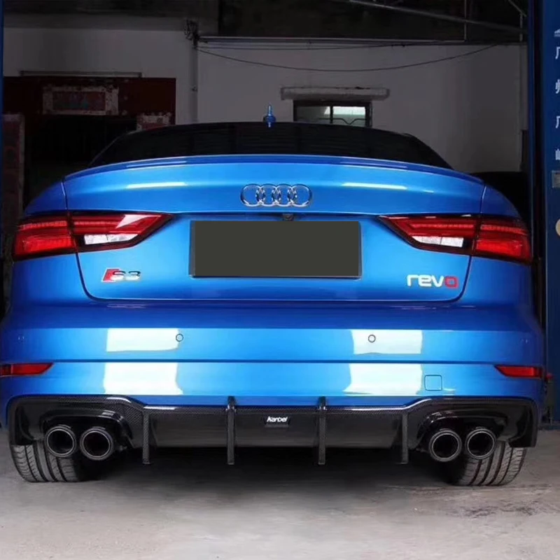 For 2019Audi A3 S3 Rear Bumper Lip Spoiler Diffuser Carbon Fiber Bodykit Bumper Apron Protector Cover
