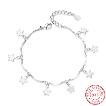 

Hot Sale Fashion 925 Sterling Silver Bracelet For Women Five-pointed Star Tassel Bracelet Jewelry S-B131