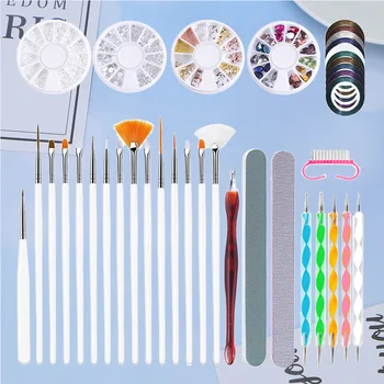 

1 Set Complete Manicures Tool Kit Nail File Manicure Pen Set Professional Nail File Brush Kit Colored Drawing Pen File Kit Nail