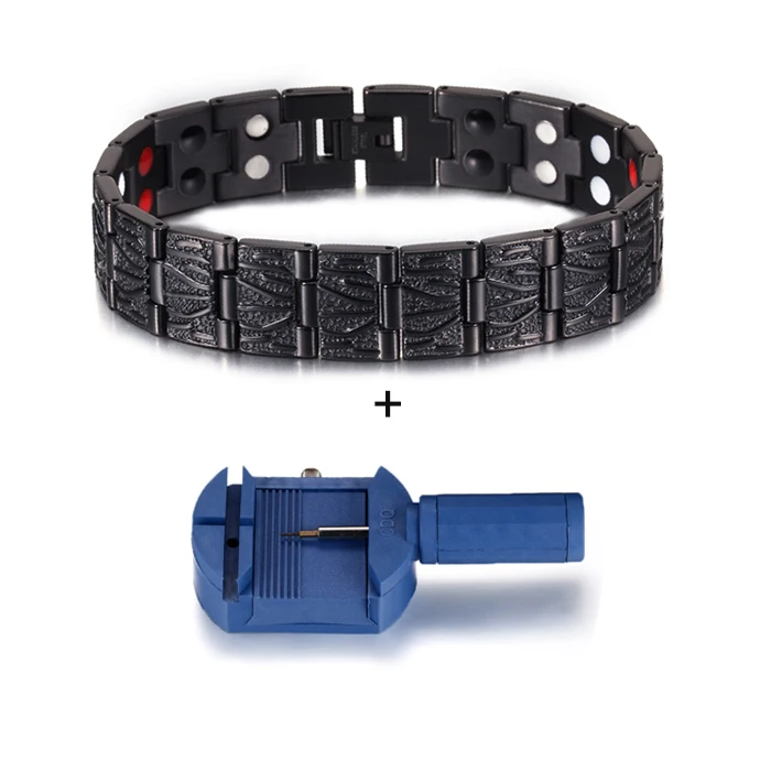 Vinterly черный магнитный браслет для мужчин энергия нержавеющей стальной магнитный браслет заживление Германий цепь звено браслет для мужчин - Окраска металла: black tool