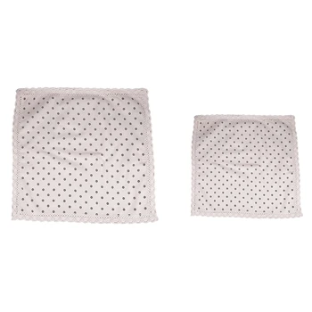 

2x Table Cloth Linen Rural Pastoral Home Cover Desk Towels Rectangle Dust-Proof Tablecloth with Lace, 60x60cm & 90x90cm