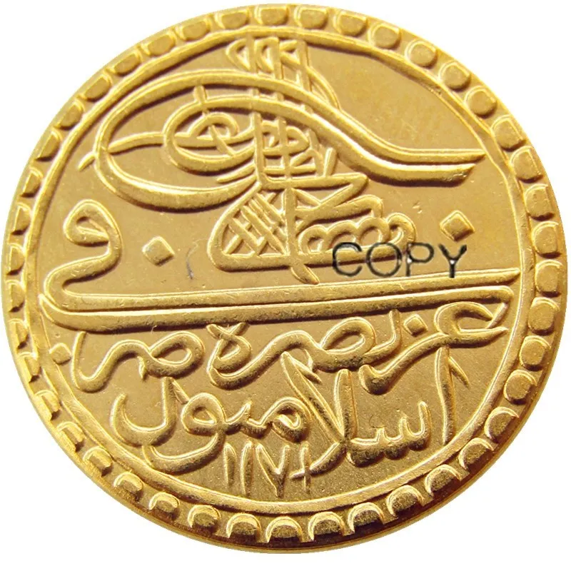 Best Turkey Ottoman Empire 1 Adli Altin 1223 Gold Plated Copy Coin