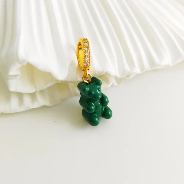 Pendant Necklace for Women Korean Colorful Bear Blue Zircon Crystal Neck Chain Female Jewelry Free Shipping Gift 18k Gold Plated Pendant 3