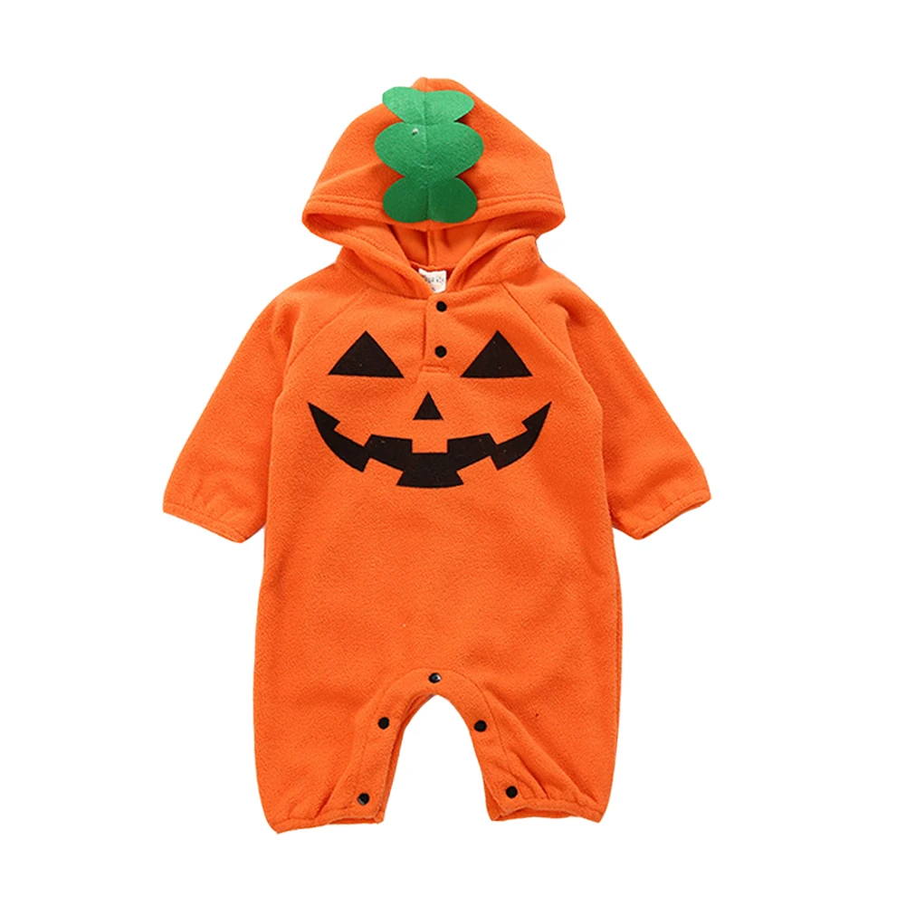 2019 осень для малышей унисекс костюм Хэллоуин с капюшоном флис Тыква маленький