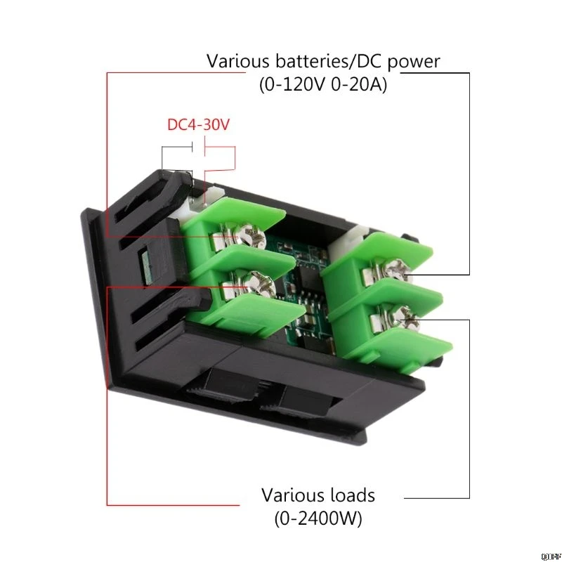 120V 20A цифровой вольтметр постоянного тока измеритель напряжения тока ЖК-тестер зарядного устройства