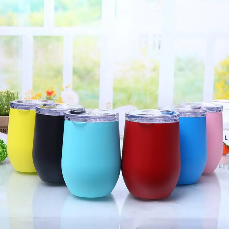 350ml Stainless Steel Vacuum Flask Thermos Cup Cute Double Eggshell Cup Vacuum Flasks Travel Coffee Mug Creative Red Wine Glass