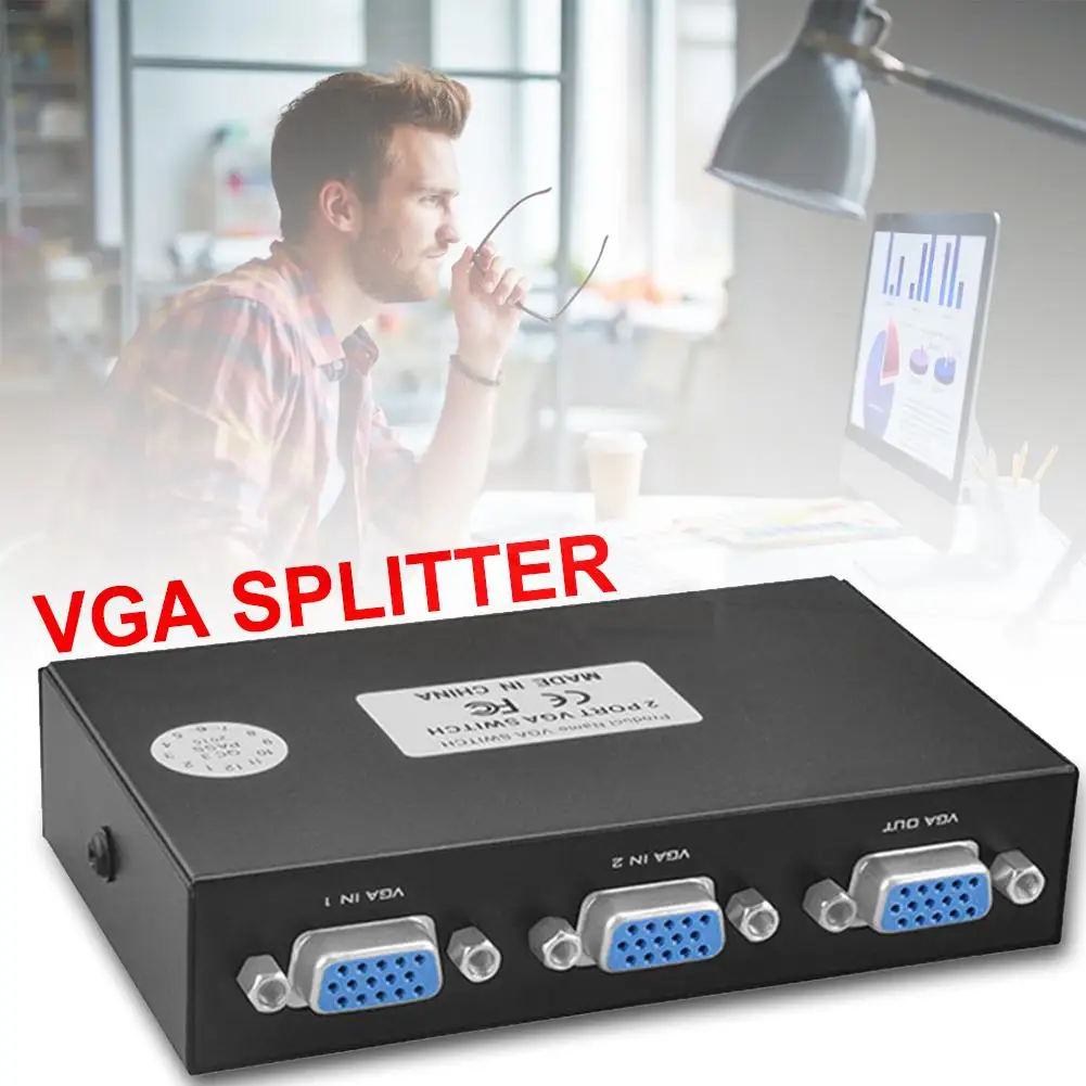 Двухсторонний переключатель 2 в 1 VGA/SVGA с ЖК-дисплеем для совместного