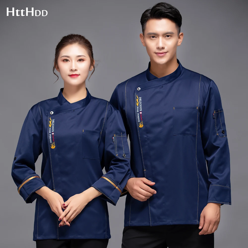 

customizable new High quality chef cooking uniform restaurant breathable chef uniform baking chef long sleeve uniform wholesale