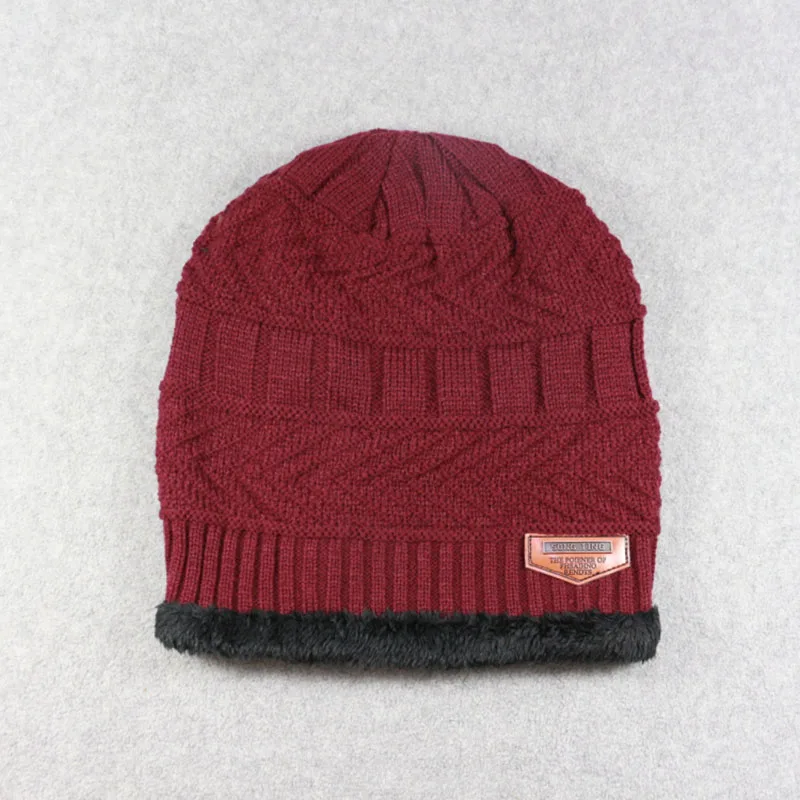 Wine red-1 Geebro стильные шапочки Skullies, зимняя мужская шапка, Толстая теплая зимняя мужская шапка, шапочки, мужские шапки с бархатом - Цвет: Wine red-1