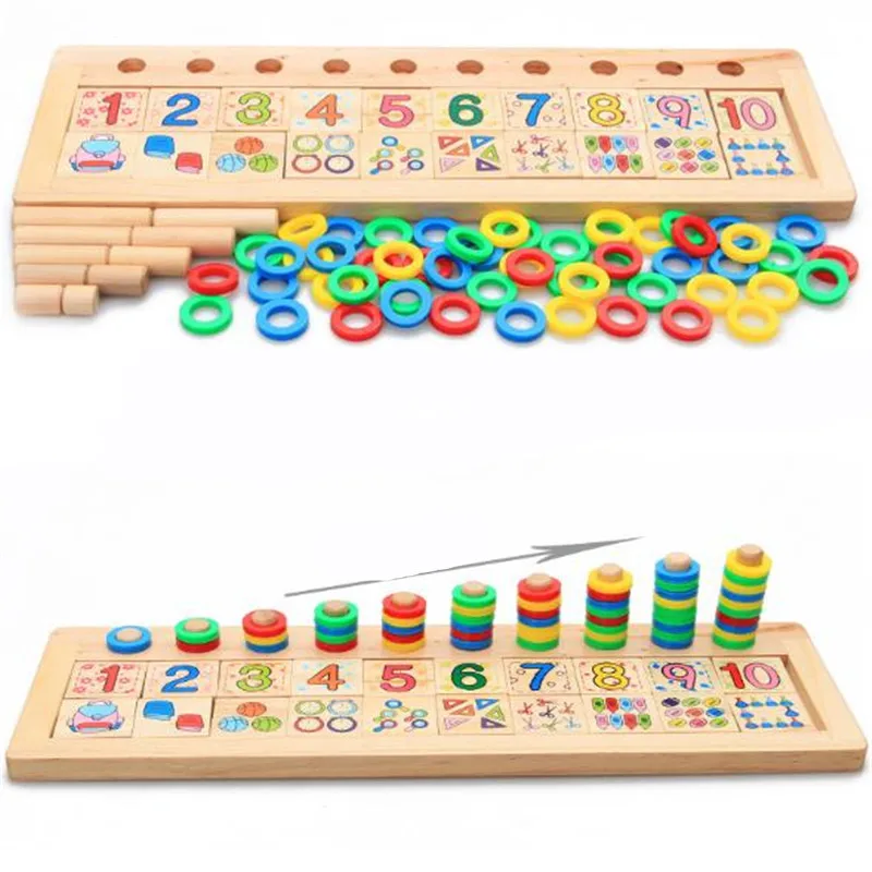 Kids Wooden Montessori Materials Learning To Count Numbers Matching Early Education Teaching Math Toys Logarithmic Board