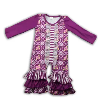 

Baby girl purple floral with lace romper