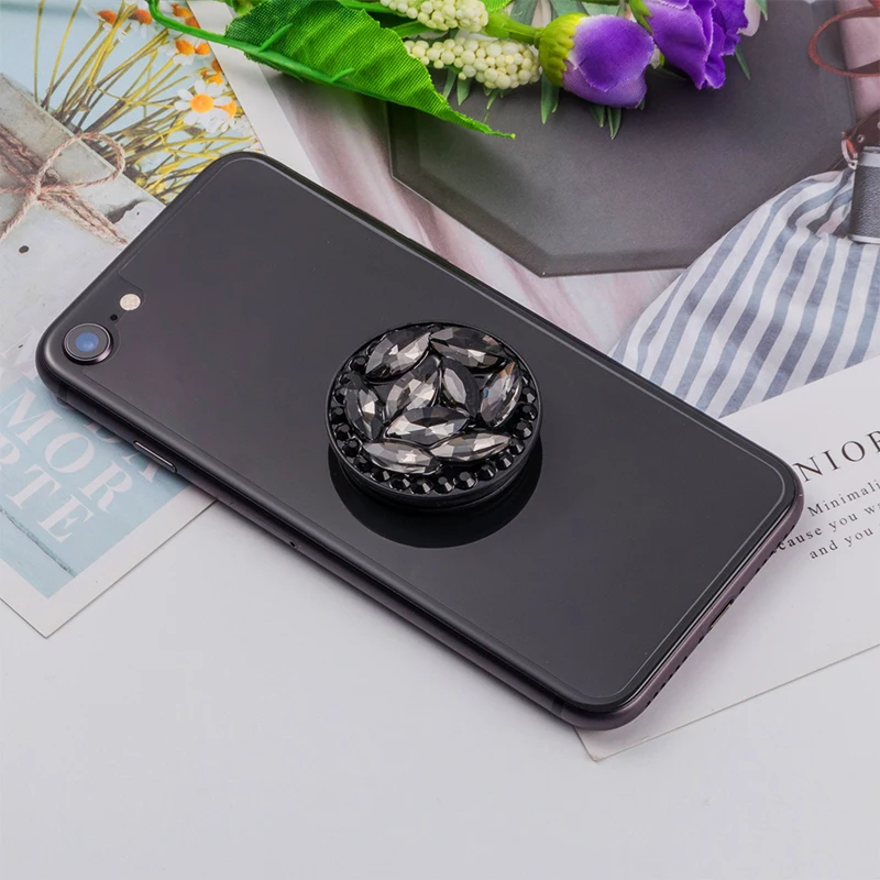 Pocketsocket Bling Держатель с бриллиантами подставка для IPhone X 7 samsung huawei карманная розетка держатель для сотового телефона - Цвет: Черный