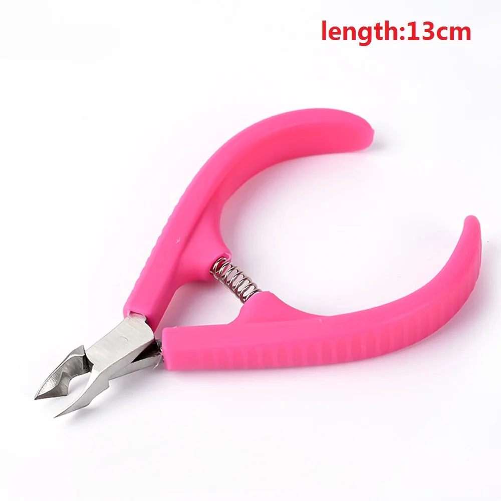 pink 1 шт. профессиональные кусачки для маникюра с двумя пружинами Нержавеющая сталь резак ногтей обрезки кусачки для кутикул ножницы Маникюр нейл-арта слишком - Цвет: pink
