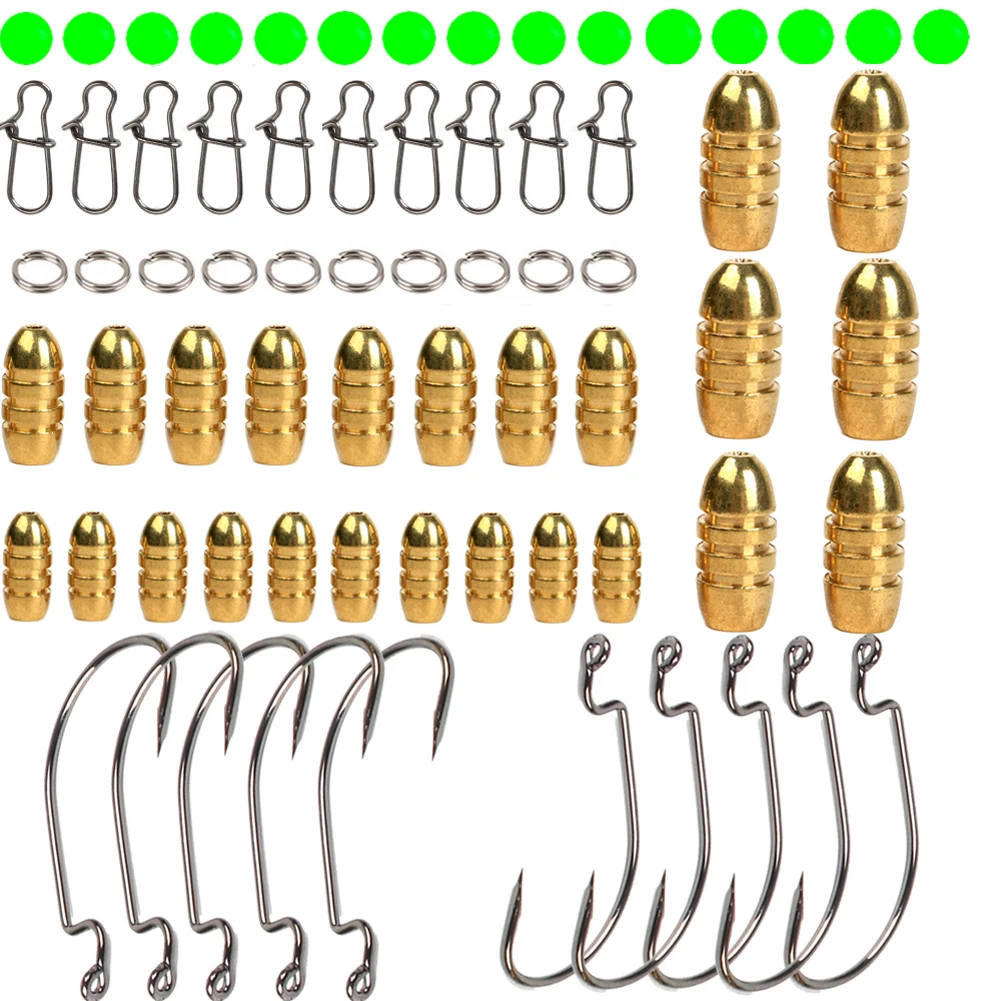 Рыболовные грузила набор с латунными грузила джиг Крючки рыболовные поворотные кольца Разъем для пресной морской рыбалки S23