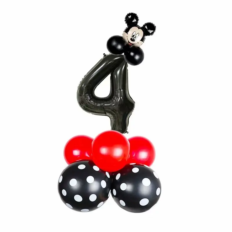 20 шт./партия, голова Микки Минни, 32 дюйма, воздушные шары с красным номером для первого дня рождения, украшения для вечеринки, детские игрушки для младенцев, латексные шары для душа