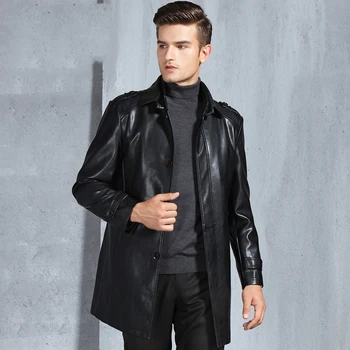 

Stand collar simulation leather leather men's long section plus velvet leather jacket men's ecological leather windbreaker