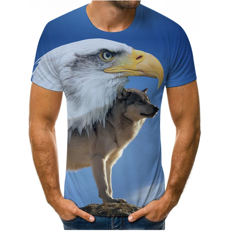 2021 Summer Fashion New Wings Flying Eagle 3D Printed Pattern Men's Trend Short Sleeve Casual T-shirt Top