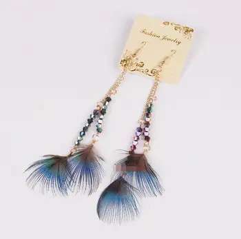 

Fashion Tassels Feather Earrings Bohemia Ethnic Earrings Woman Performance Accessories