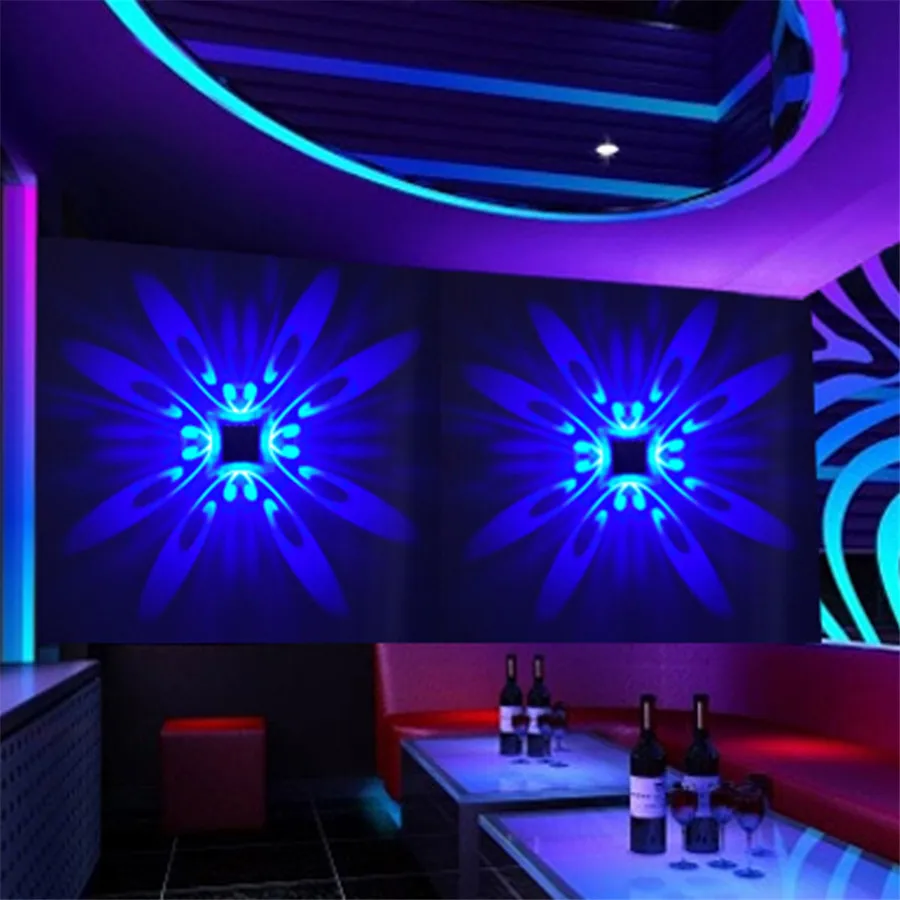 RGB Flower LED Wall Lamp Wall Mounted Remote Projection Colorful Light Luminaire For Party Bar Lobby KTV Home Decor 1PCS
