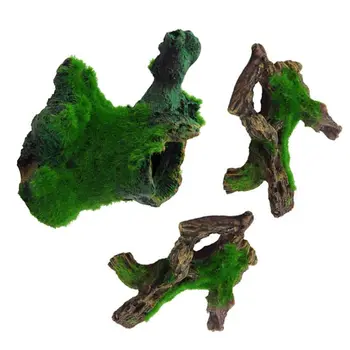 

3pcs/set Stump with Artificial Moss Aquarium Fish Tank Decorations Cameroon for Fish Tank Water Decoration Aquarium Decoration
