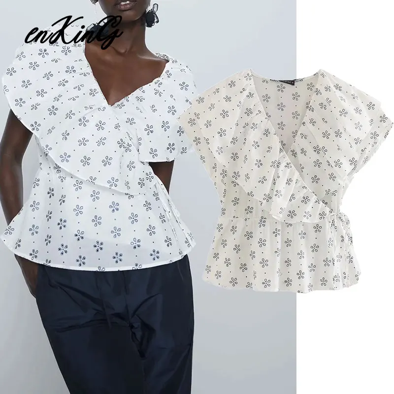 

2020 england folk vintage floral cascading short blouse women blusas mujer de moda 2020 kimono shirt womens tops and blouse