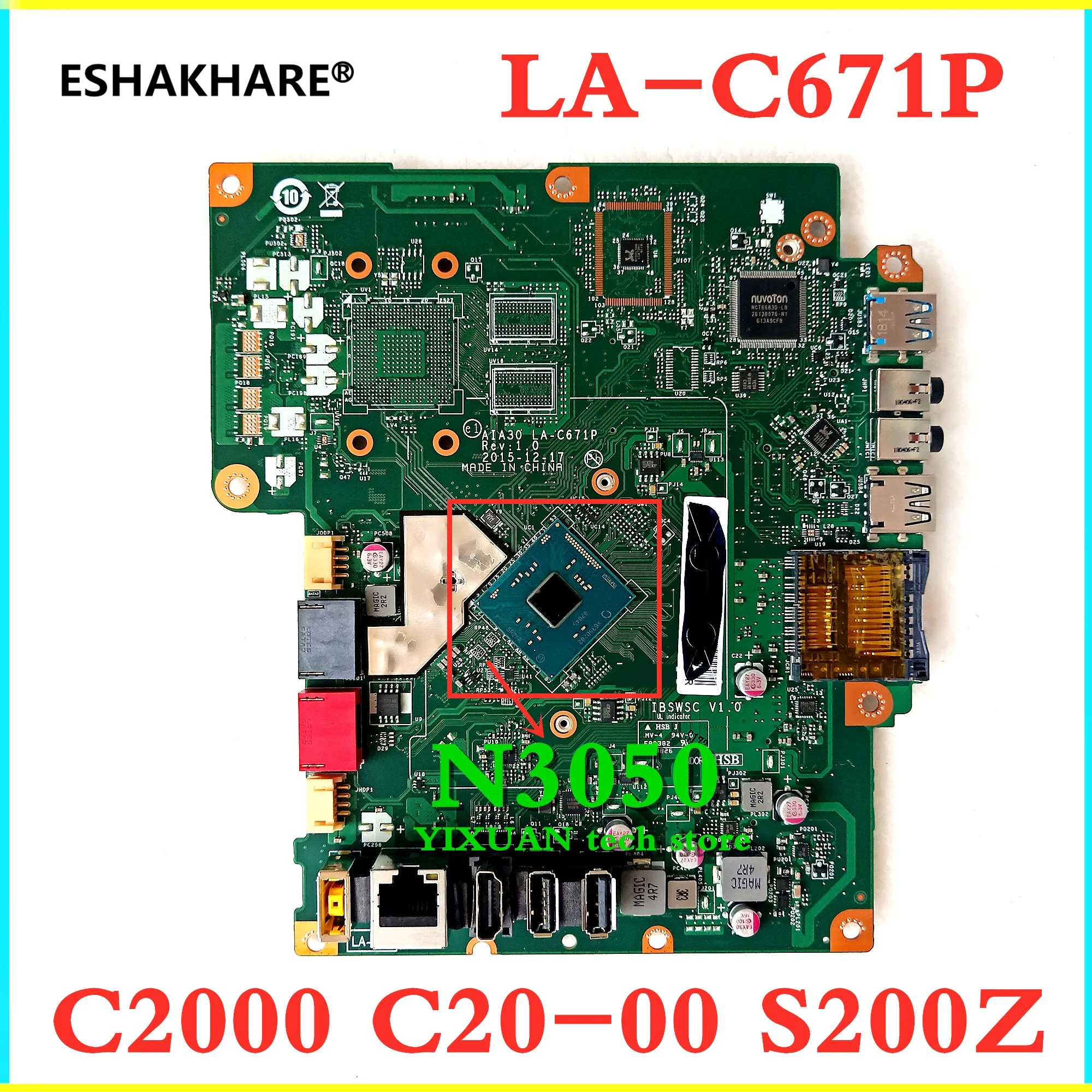 ESHAHARE N3050 AIA30 IBSWSC V1.0 LA-C671P основная плата подходит для lenovo S200Z C2000 материнская плата AIO 03T7438 протестирована полностью