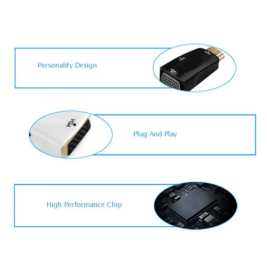 1080P HDMI Male to VGA Female Adapter Video Converter with Audio Output