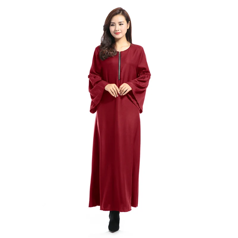 Abaya/арабское вечернее платье с пышными рукавами и воротником на молнии для женщин