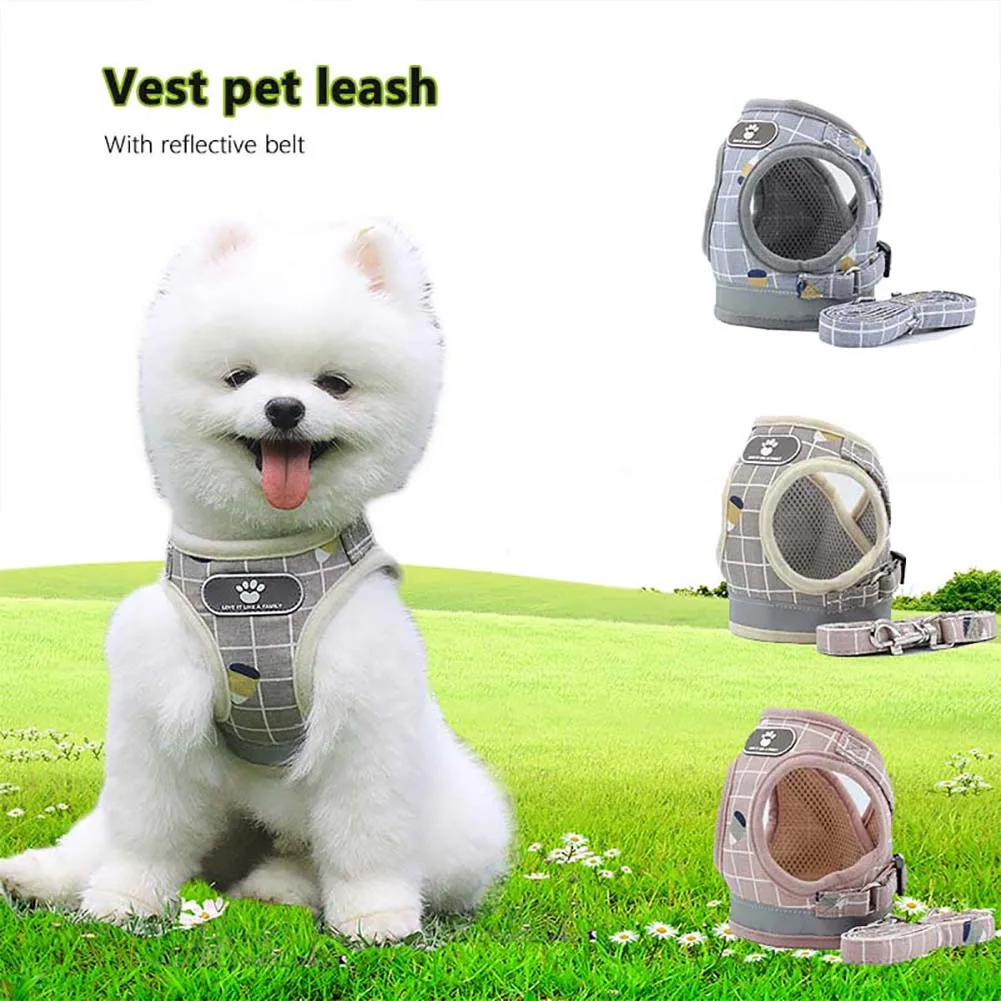

2020 Pet Adjustable Reflective Pet Traction Rope Vest Walking Lead Leash Polyester Mesh Harness for Small Medium Dog Cat Harness