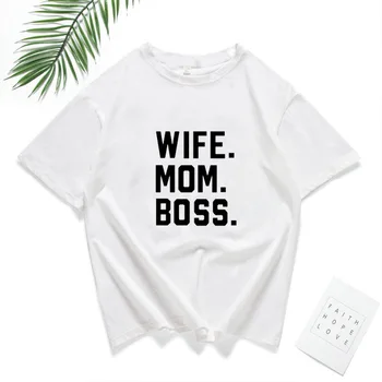 

Wife Mom Boss Letter Print T Shirt Women Short Sleeve O Neck Loose Tshirt 2020 Summer Fashion Women Tee Shirt Tops