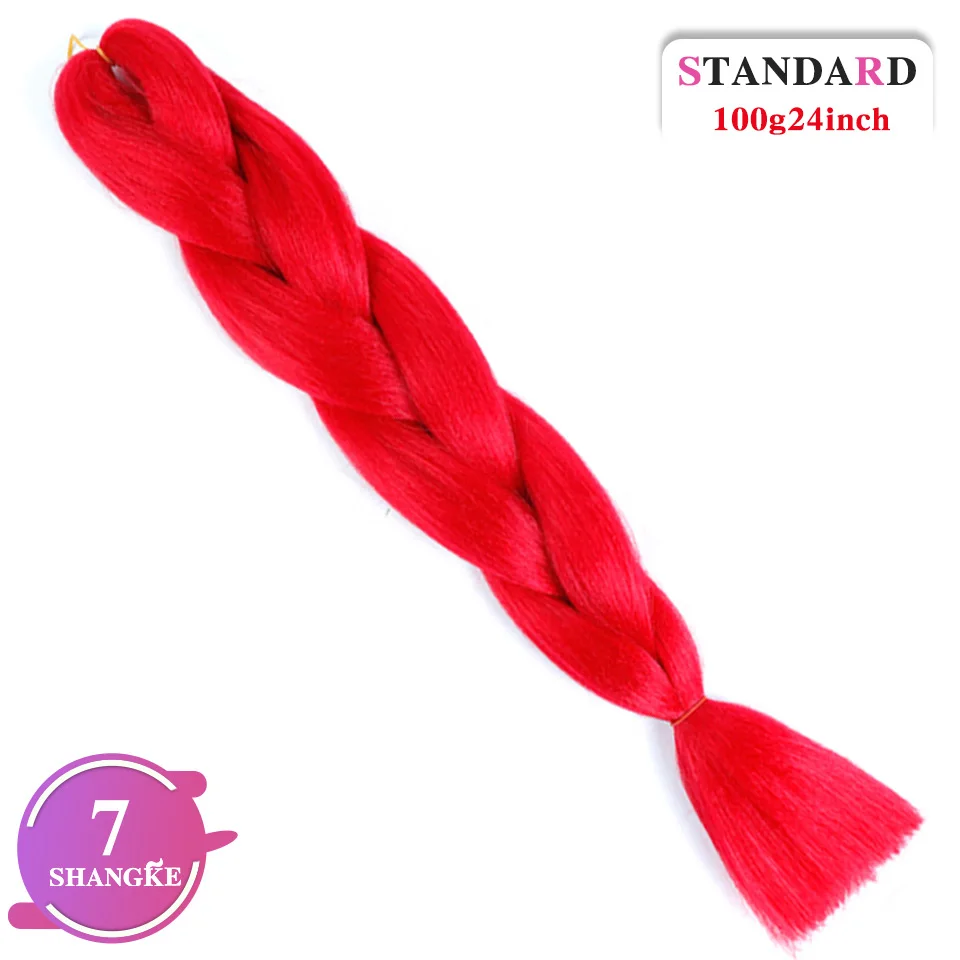 24 дюйма Омбре синтетические вязанные волосы для наращивания огромные косы прически розовый красный синий плетение волос - Цвет: 7