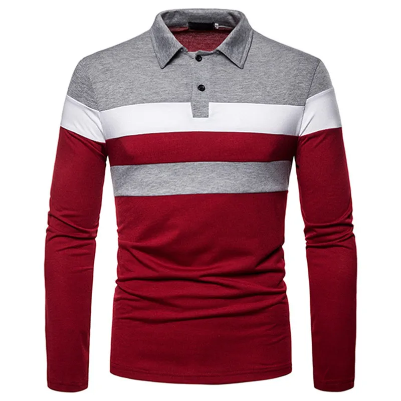 Autumn Fashion Men Long Sleeve Shirts Men Stand Collar Shirts For Striped Patchwork Casual Baseball Jerseys