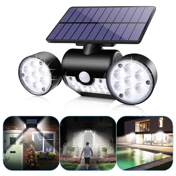 

Solar Powered LED Solar Lamps Dual Heads Outdoor Spotlights Stud Led Human Body Sensor Courtyard Garden Wall Lamps For Home