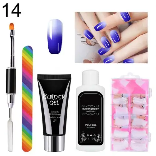 30ml Temperature Color Changing Quick Dry UV Builder Nail Extension Gel Kit Manicure Tool Nail Protecting Temperature Changing - Цвет: Sea Blue
