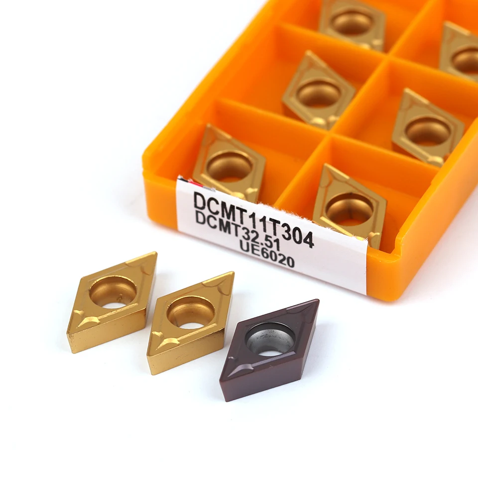 Cortador de fresado de hoja de carburo, herramienta de torno, DCMT11T308 DCMT11T304 VP15TF UE6020 US735, herramienta de torneado interno, CNC, DCMT11T308, 10 Uds.