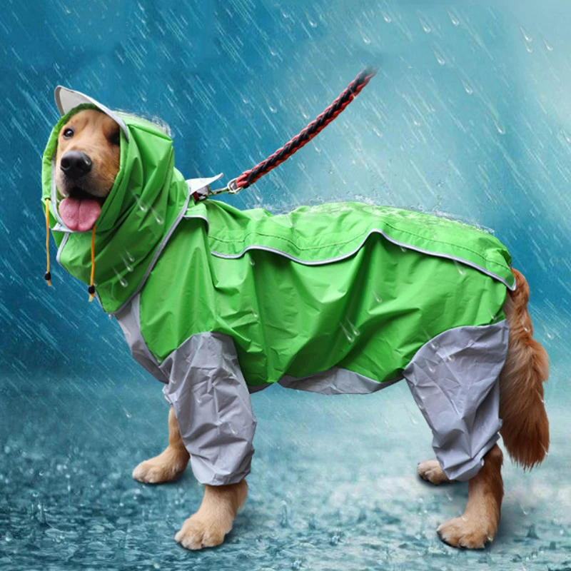 

Waterproof Dog Raincoat For Big Large Medium Pet Clothes Dog Rain Jacket Jumpsuit Samoyed Labrador Golden Retriever Husky Coat