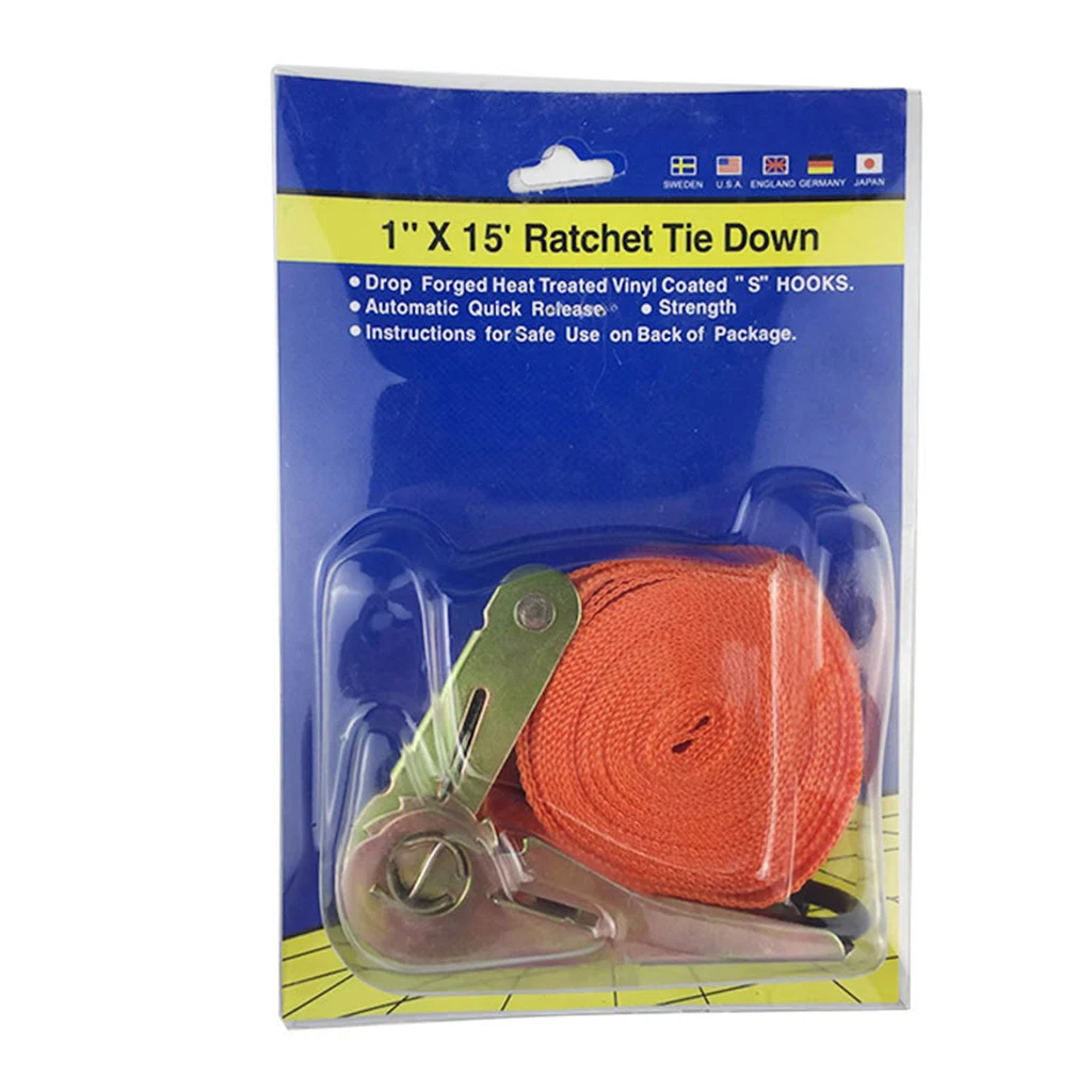 2 Pieces Tie Down Heavy Duty Ratchet Buckle Hook Truck Cargo Metal Strap 1