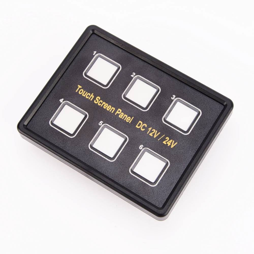 12V 6 Gang LED Backlit Capacitive Touch Screen Rocker Switch Panel for Boat Caravan Yacht